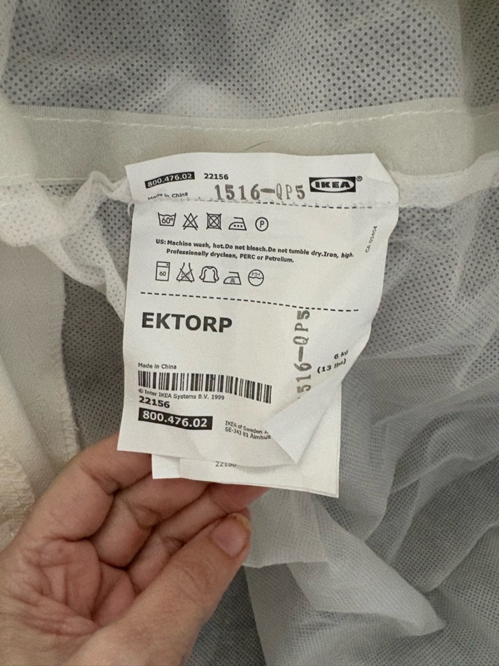 White cotton slipcover for Extorp Sofa- body only not for cushions - Picture 6 of 7